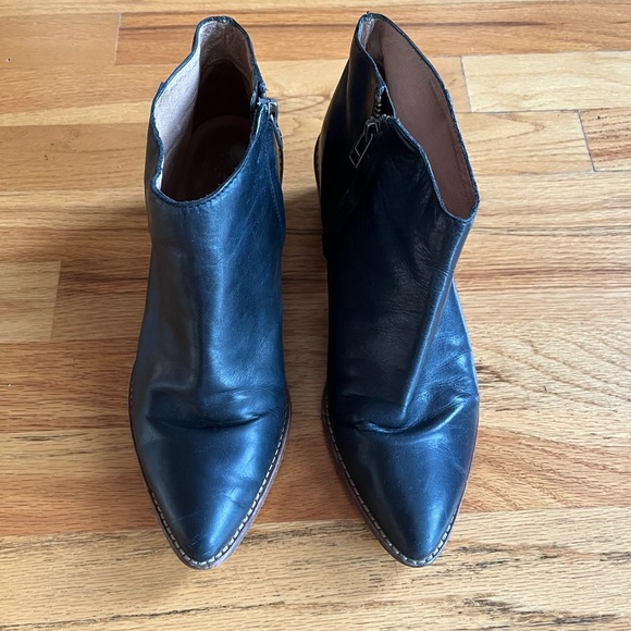MADEWELL Justine Ankle Boots Black Leather Pointed Toe 8 - Picture 4 of 7